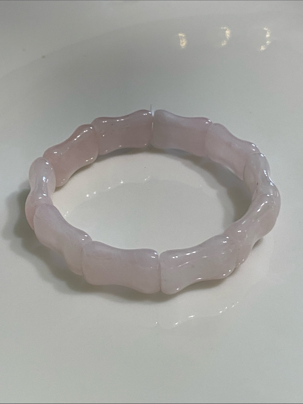 Rose Quartz Bamboo-Style Stretch Bracelet
